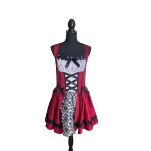 Spirit Halloween Women's Gothic Beer Maiden Red/Black Corset Costume Size M